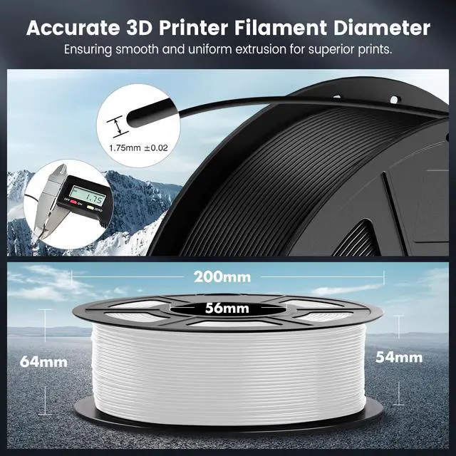 Alt view image 12 of 14 - 4kg PLA 3D Printer Filament Bundle, Neatly Wound PLA Filament 1.75mm ±0.02mm, Individually Vacuum Packed, 4kg in Total, 1kg per Spool, 4 Pack, 4000g, 4White