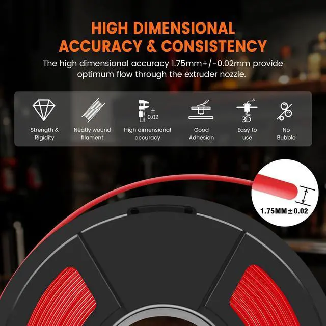 Alt view image 12 of 14 - PETG Filament 1.75mm, 3D Printer Filament PETG Filament Bundle 4-Color, Strong Toughness, 4 * 1KG(1320M) Filament High Precision, Dimensional Accuracy ±0.02mm, Blue+Red+Orange+Grey