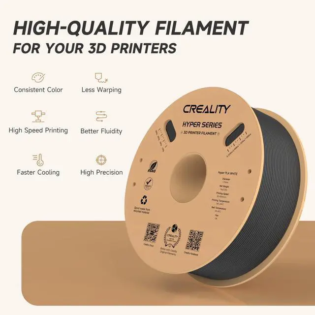 Alt view image 9 of 14 - Official Hyper PLA Filament 1.75mm, High Speed PLA 30-600mm/s Rapid 3D Printer Filament, Dimensional Accuracy +/-0.02mm, Fit Most FDM 3D Printers, 1KG(2.2lbs) Spool Black