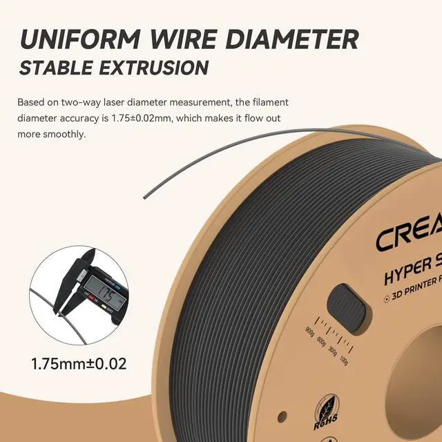 Alt view image 10 of 14 - Official Hyper PLA Filament 1.75mm, High Speed PLA 30-600mm/s Rapid 3D Printer Filament, Dimensional Accuracy +/-0.02mm, Fit Most FDM 3D Printers, 1KG(2.2lbs) Spool Black