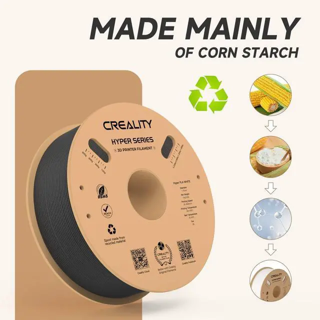 Alt view image 11 of 14 - Official Hyper PLA Filament 1.75mm, High Speed PLA 30-600mm/s Rapid 3D Printer Filament, Dimensional Accuracy +/-0.02mm, Fit Most FDM 3D Printers, 1KG(2.2lbs) Spool Black
