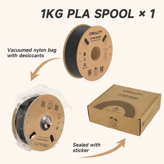 Alt view image 13 of 14 - Official Hyper PLA Filament 1.75mm, High Speed PLA 30-600mm/s Rapid 3D Printer Filament, Dimensional Accuracy +/-0.02mm, Fit Most FDM 3D Printers, 1KG(2.2lbs) Spool Black