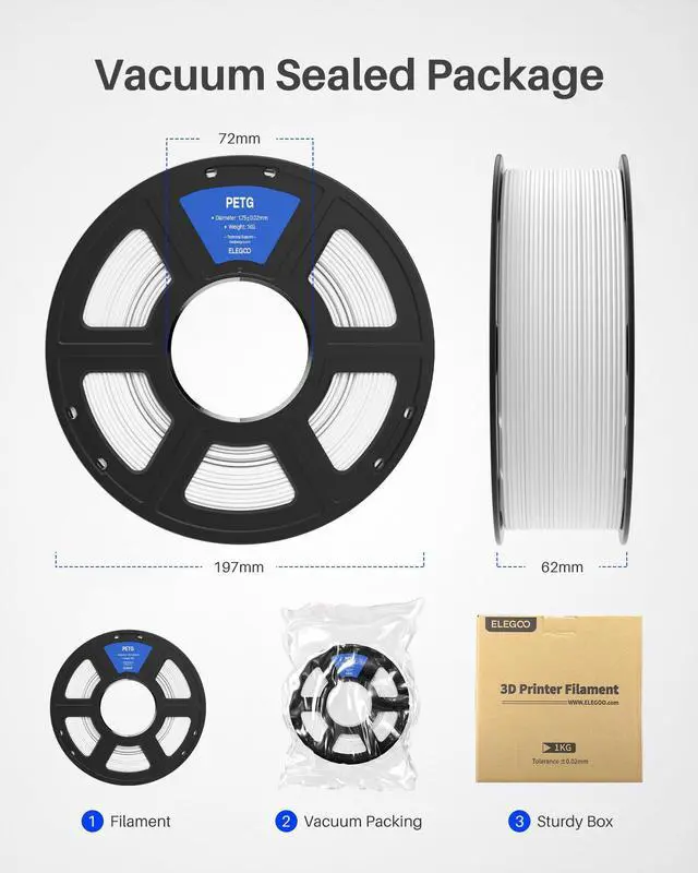 Alt view image 13 of 14 - PETG Filament 1.75mm Bundle 4KG, 3D Printer Filament Dimensional Accuracy +/- 0.02 mm, 4pcs 1kg Spool(2.2lbs) Fits for Most FDM 3D Printers(Black, White, Red, Blue)