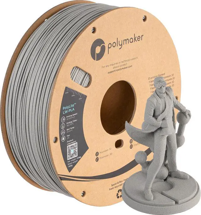 Alt view image 8 of 14 - Light Weight PLA Filament 1.75mm Grey 0.8kg, PolyLite 3D Printer PLA Filament Grey Low Density, Print with Most 3D Printers