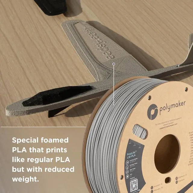 Alt view image 9 of 14 - Light Weight PLA Filament 1.75mm Grey 0.8kg, PolyLite 3D Printer PLA Filament Grey Low Density, Print with Most 3D Printers