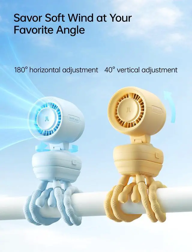 Alt view image 9 of 14 - 2026 Stroller Fan Small & Stylish with 38H Cooling, Soft Night Light, OneClick Detachable for Stroller or Desk, Safe Baby Fan for Crib Car Seat Nursery Travel, Gifts for Baby Mom (Blue)