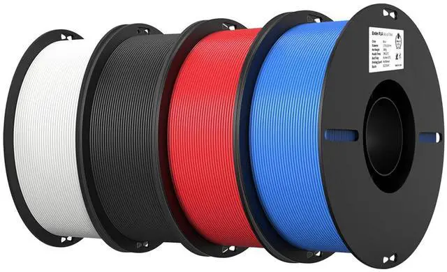 Alt view image 8 of 14 - 3D Printer Filament Bundle 4KG, 1.75mm PLA Accuracy +/- 0.02mm, 4 Pack 1KG Spool(2.2lbs) 3D Printing Filament Fits for Most FDM 3D Printers (Black,White,Red,Blue)