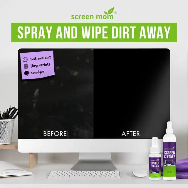 Alt view image 11 of 12 - Cleaner Spray and 4 Microfiber Cloths Bundle 8oz & 2oz, by Screen Mom, Eyeglasses or Monitor Screen Cleaner Spray and Wipe, Electronic Cleaner Spray, Car Screen Cleaning Kit
