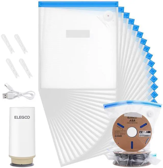 Alt view image 8 of 14 - Filament Vacuum Storage Kit with with Upgraded Auto Pump and Bags, 20 Pack Vacuum Sealed Bags for Keeping 3D Printer Filament Dry(13.8 * 12.6 inch)