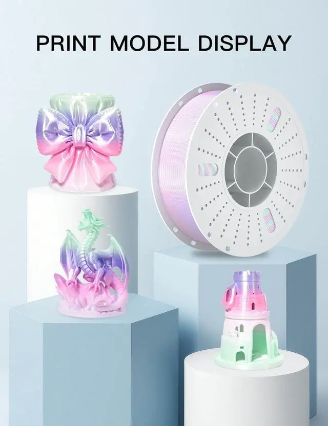 Alt view image 13 of 14 - Silk Rainbow PLA 3D Printer Filament 1.75mm Shiny Multi-Color Changing Filament 3D Printing PLA Filament Dimensional Accuracy +/- 0.02mm 1 KG Silk Rainbow Afterglow