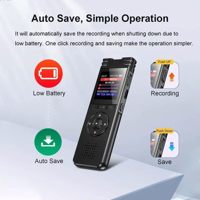 Alt view image 14 of 14 - 128GB Digital Voice Recorder with Playback Upgraded Voice Activated Recording with Premium Noise Reduction Dictaphone Device Perfect for Lectures Meetings Interviews