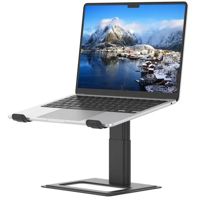 Alt view image 8 of 14 - Adjustable Laptop Stand, Ergonomic Aluminum Riser for 10-17.3 Notebooks, Ventilated Metal Holder with Height Alignment for Desk Workspace, Black