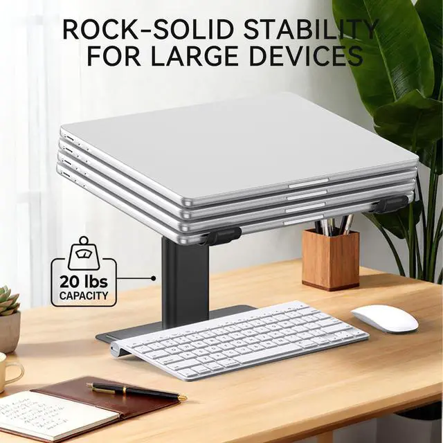 Alt view image 14 of 14 - Adjustable Laptop Stand, Ergonomic Aluminum Riser for 10-17.3 Notebooks, Ventilated Metal Holder with Height Alignment for Desk Workspace, Black