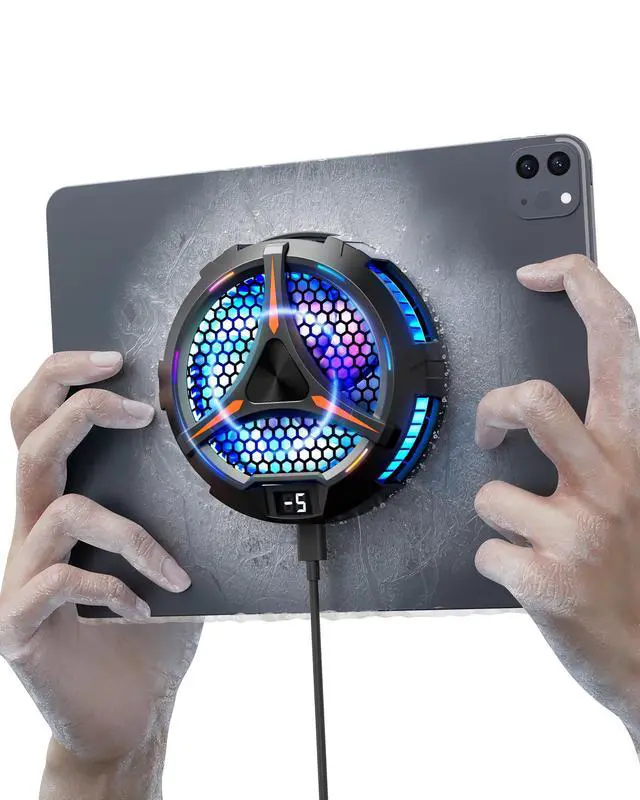 Alt view image 8 of 14 - iPad Cooler,Magnetic Tablet Cooler for ipad/Surface pro/Samsung Tab,Compatible for Steam Deck,Universal Radiator with Temperature Display for Mobile Gaming,Tiktok Live Streaming