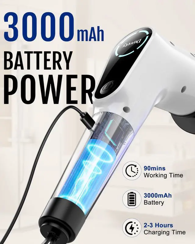 Alt view image 13 of 14 - Electric Spin Scrubber, Shower Scrubber, Power Cleaner Tools with 8 Replaceable Brush Heads, Cleaning Brush with Extension Handle, 2 Adjustable Speeds, 90Mins Work Time for Home Bathtub-White