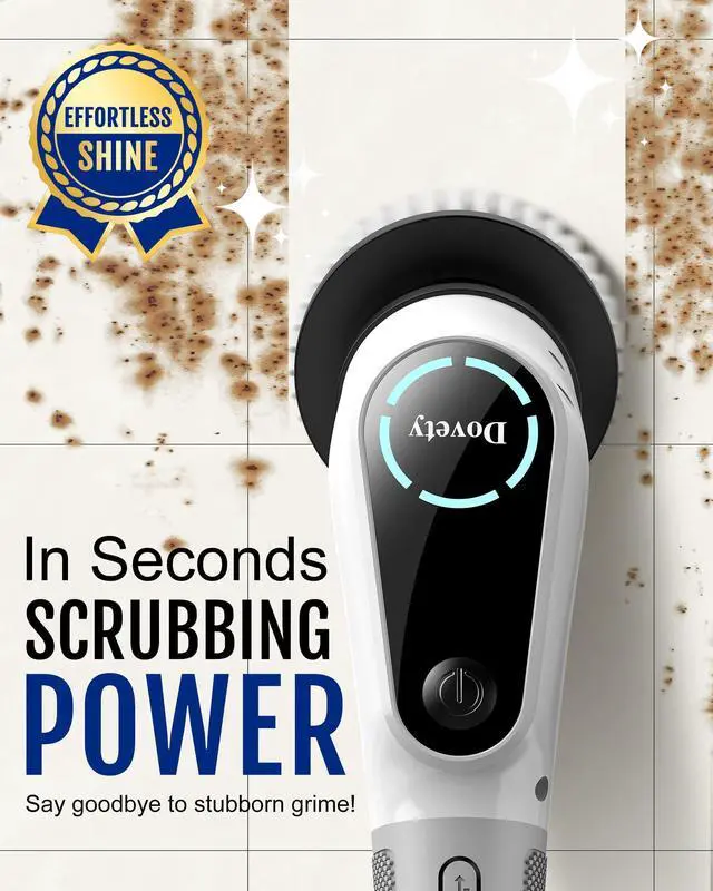 Alt view image 9 of 14 - Electric Spin Scrubber, Shower Scrubber, Power Cleaner Tools with 8 Replaceable Brush Heads, Cleaning Brush with Extension Handle, 2 Adjustable Speeds, 90Mins Work Time for Home Bathtub-White