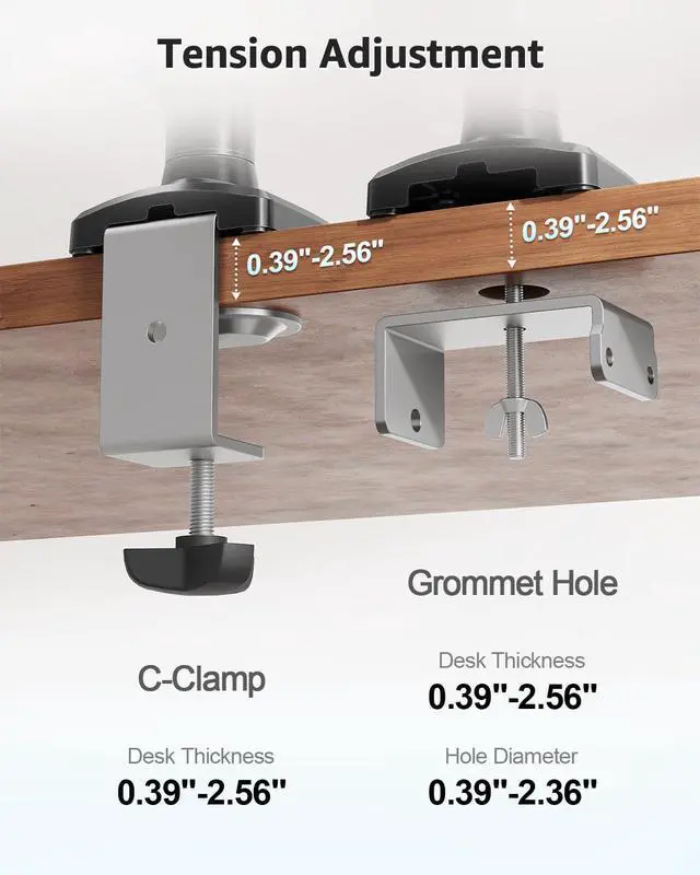 Alt view image 14 of 14 - Laptop Stand for Desk, Adjustable Aluminum Laptops Arm Mount for 14-17 Inch Notebook & 32" Monitor, Laptops Arm for Desk Support for 2.2-19.8lbs, 2-in-1 Laptop Desk Mount with Clamp/Grommet