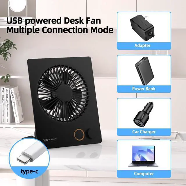 Alt view image 14 of 14 - Small Desk Fan,USB Table Fan,5000mAh Rechargeable Battery Fan,180°Tilt Folding Personal Portable Fan with Remote Control,Stepless Speed Strong Wind, Silent Hanging Fans for Home Office Desktop