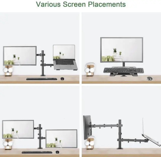 Alt view image 14 of 14 - Monitor and Laptop Mount, Monitor Arm with Vented Tray for 13" to 27" LCD Computer Screens and Notebook up to 17 inch, Fully Adjustable Laptop Mount Stand Holds up to 17.6lbs