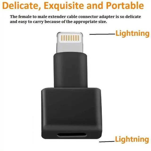 Alt view image 2 of 7 - 2Pack Apple MFi Certified Lightning Extender Adapter, Male to Female, 8-pin for iPhone 13 12 11 X XS XR 8 7 6 iPad Transfer Audio Video Data