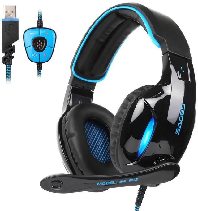 Alt view image 8 of 14 - SA902 7.1 USB Surround Sound PC Headsets Over-Ear Gaming Headphones with Microphone LED Light