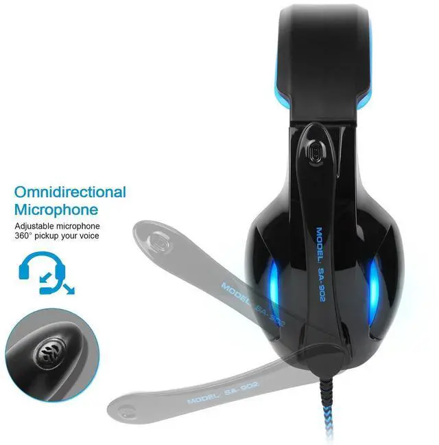 Alt view image 10 of 14 - SA902 7.1 USB Surround Sound PC Headsets Over-Ear Gaming Headphones with Microphone LED Light