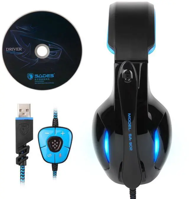 Alt view image 9 of 14 - SA902 7.1 USB Surround Sound PC Headsets Over-Ear Gaming Headphones with Microphone LED Light