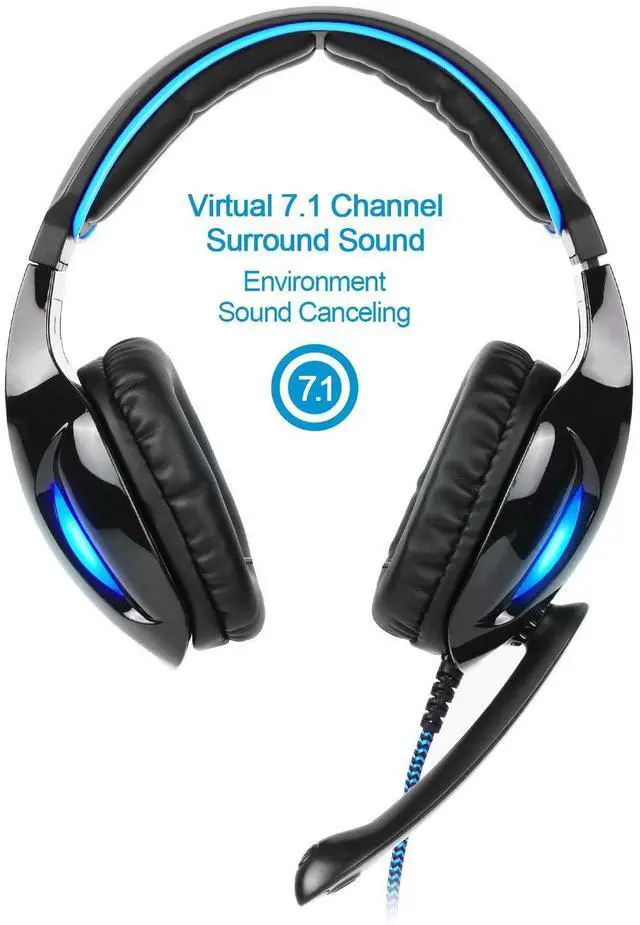 Alt view image 11 of 14 - SA902 7.1 USB Surround Sound PC Headsets Over-Ear Gaming Headphones with Microphone LED Light