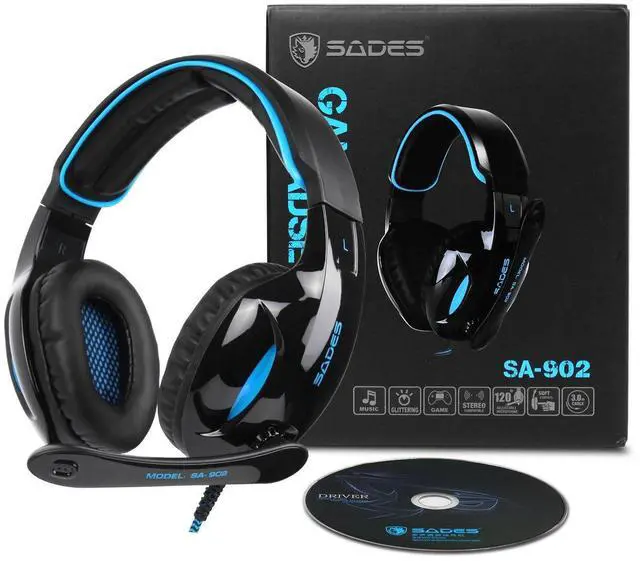 Alt view image 13 of 14 - SA902 7.1 USB Surround Sound PC Headsets Over-Ear Gaming Headphones with Microphone LED Light