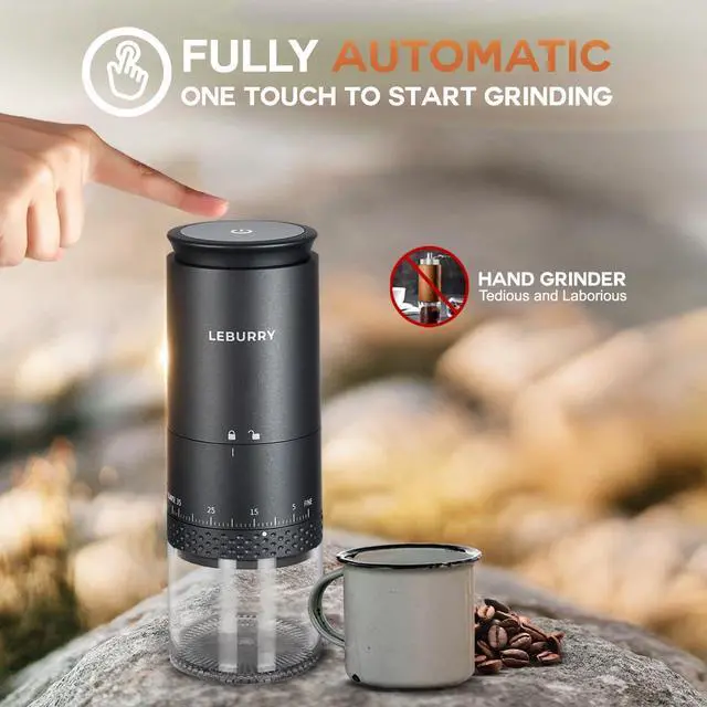 Alt view image 9 of 14 - Coffee Grinder - Portable Espresso Grinder with Stainless Steel Conical Mill for Travel, Camping - Cordless/Rechargeable Electric Coffee Bean Grinders with 38 Adjustable Grind Settings