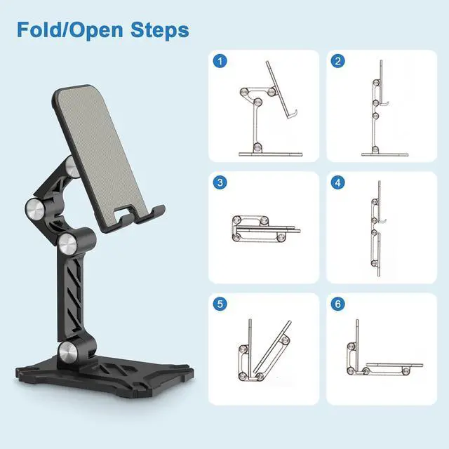 Alt view image 5 of 7 - Foldable Phone Stand Desk for Samsung Galaxy S26 S25 Ultra Plus S23 S24 A14 A54 5G A15 A13 A53 S22 S21 FE S20 A03s A23,iPad iPhone 16 15 Cell Phone Holder Height Adjustable Tablet Cradle Desktop Dock