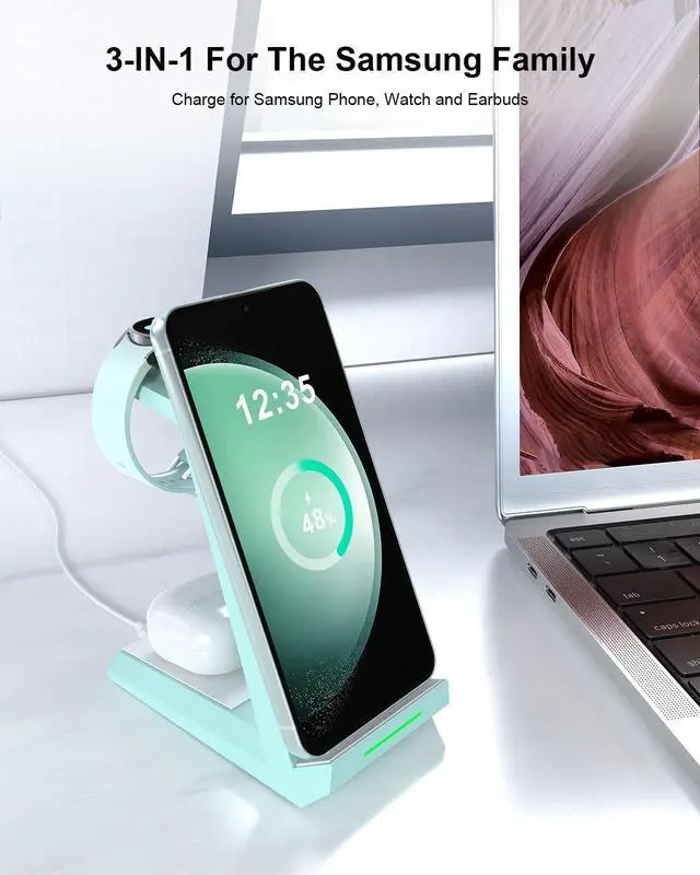 Alt view image 9 of 14 - Wireless Charger for Samsung Charging Station - 3 in 1 Android Phone Trio Multiple Devices Charger for Samsung Galaxy S26 S25 S24 S23 S22 Serial/Z Flip 7/Fold 7/Buds, Galaxy Watch 6/5 Pro/4