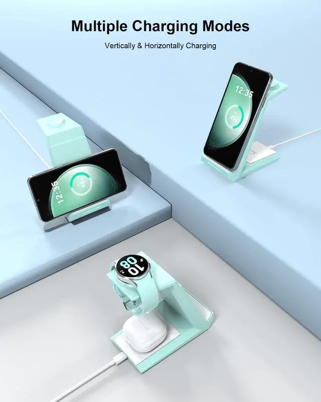 Alt view image 14 of 14 - Wireless Charger for Samsung Charging Station - 3 in 1 Android Phone Trio Multiple Devices Charger for Samsung Galaxy S26 S25 S24 S23 S22 Serial/Z Flip 7/Fold 7/Buds, Galaxy Watch 6/5 Pro/4