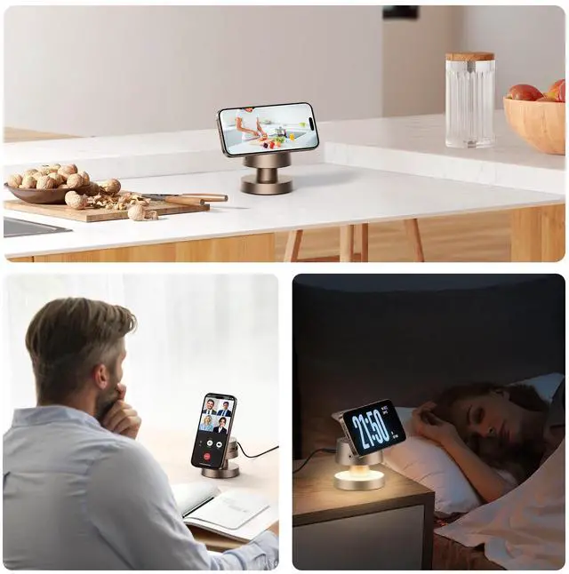 Alt view image 13 of 14 - 4 in 1 Magnetic Wireless Charging Station,15W Fast Charging with Night Light for MagSafe Charger Stand,3 in 1 Wireless Charger for iPhone 17/16/15/14/13 Pro Max,Apple Watch & AirPods,Sand Gold