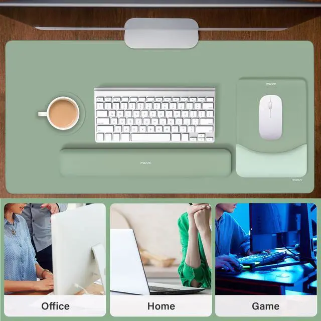 Alt view image 13 of 14 - Keyboard Mouse Pad Set, Large Gaming Mouse Pad&Rectangular Keyboard Wrist Rest&Mousepad with Wrist Rest&Coaster, Ergonomic Non-Slip&Easy Typing Pad with Curved Silicone Lining, Antique Green