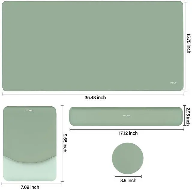 Alt view image 14 of 14 - Keyboard Mouse Pad Set, Large Gaming Mouse Pad&Rectangular Keyboard Wrist Rest&Mousepad with Wrist Rest&Coaster, Ergonomic Non-Slip&Easy Typing Pad with Curved Silicone Lining, Antique Green