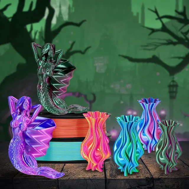 Alt view image 11 of 12 - Silk Dual Color PLA Filament 3D Filament Coextrusion PLA Multicolor PLA Filament 1.75mm (± 0.03 mm) Compatible with Most of 3D Printer, 250g*4 Color Pack