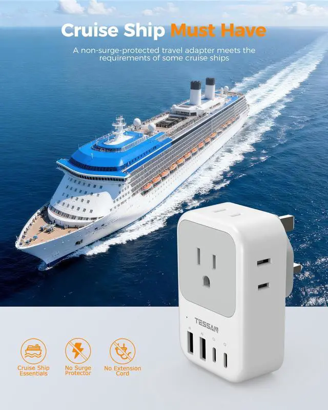 Alt view image 14 of 14 - Type G Adapter for Travel 2 Pack, PD 20W US to UK Plug Adapter with 4 AC Outlets 4 USB Ports (2 USB C), Ireland Power Adaptor for USA to England London British Scotland Dubai Hong Kong Kenya