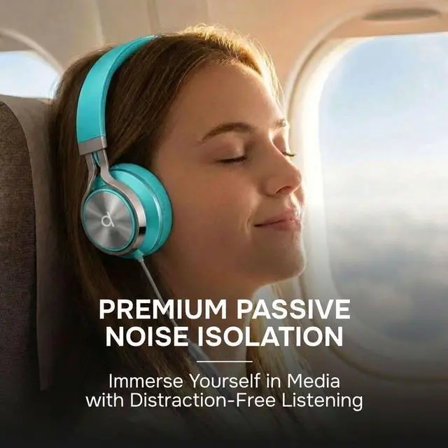 Alt view image 10 of 14 - CL750 Wired Headphones with Mic Noise Isolating On-Ear Headphones for Computer and Laptop Wired, Plug in Corded Headphone with Wire (Foldable, Aux Jack 3.5mm)