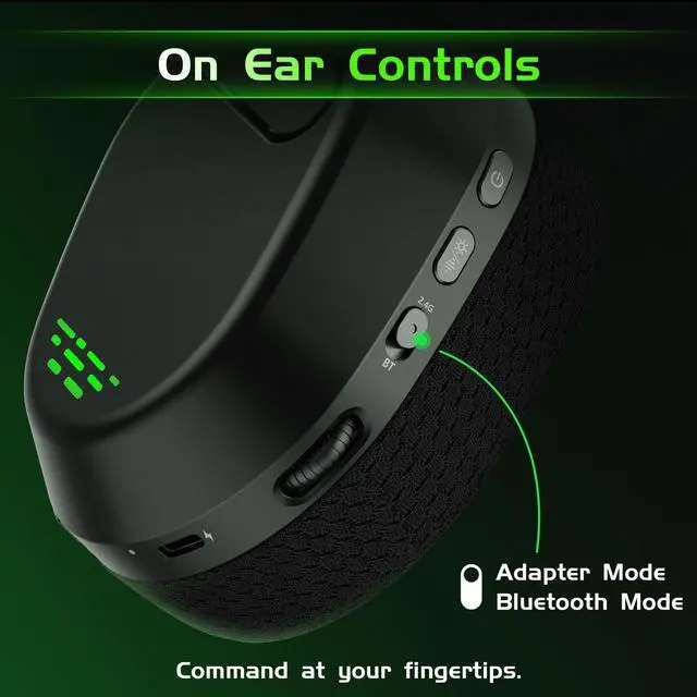 Alt view image 14 of 14 - Wireless Gaming Headset for Xbox Series X/S, Xbox One, PS5, PC, Mac, Bluetooth 6.0 Gaming Headphones with Flip-to-Mute Noise-Canceling Mic, Foldable, 3D Surround Sound, 45H Battery - Black