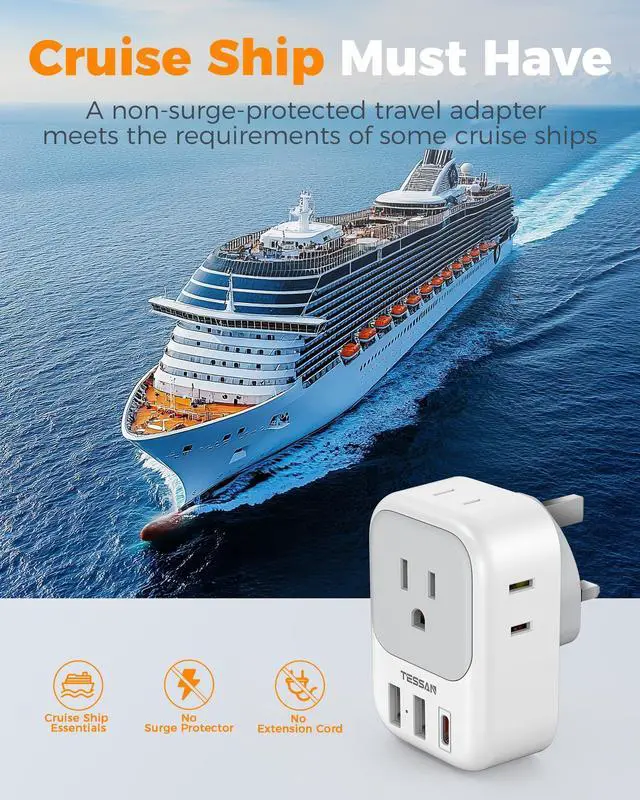 Alt view image 14 of 14 - UK Adapters for Travel 2 Pack, Type G US to UK Plug Adapter with 4 Outlets 3 USB Charger(1 USB C PD 20W), Power Adaptor for USA to Ireland Scotland Dubai Hong Kong England British Kenya London