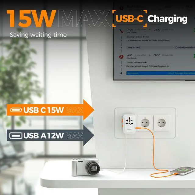 Alt view image 10 of 14 - Universal Travel Adapter, International Power Adapter with 5 USB Ports (3 USB C), Worldwide Plug Adaptor for US to Europe UK France Germany Spain Ireland Australia Japan (Type C G A I)