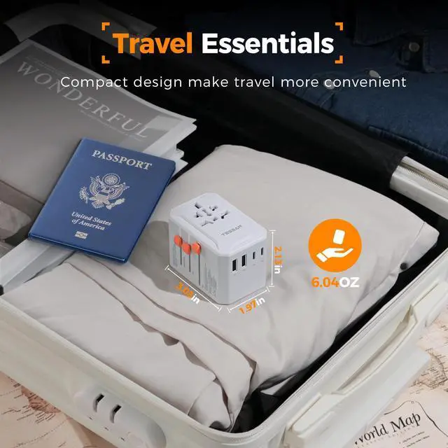 Alt view image 14 of 14 - Universal Travel Adapter, International Power Adapter with 5 USB Ports (3 USB C), Worldwide Plug Adaptor for US to Europe UK France Germany Spain Ireland Australia Japan (Type C G A I)