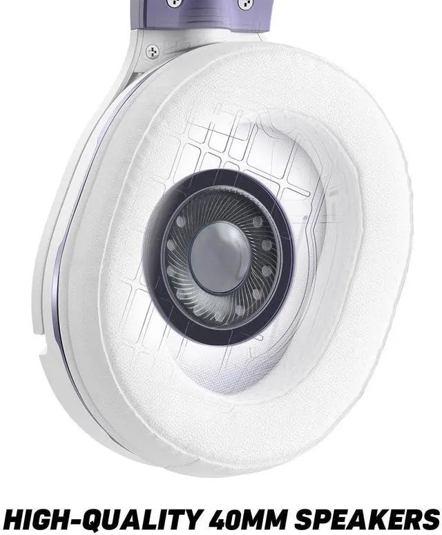 Alt view image 11 of 14 - Gaming Headset - Xbox Series X, Xbox Series S, Xbox One, PS5, PS4, PlayStation, PC, Mobile with 3.5mm - Flip-Up Mic, 40mm Speakers, PC Splitter, White