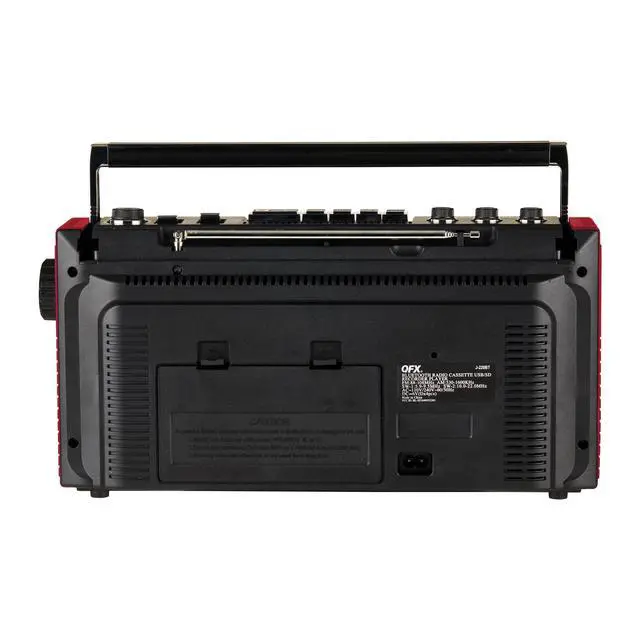Alt view image 14 of 14 - J-220BT Red Boombox MP3 Conversion from Radio to Cassette with 4-Band (AM, FM, SW1, SW2) Radio with Bluetooth, Dual 3 Speakers, Built-in Microphone, Recorder, and a 3-Band Equalizer