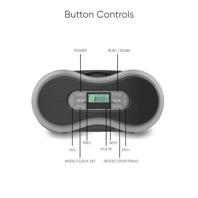 Alt view image 6 of 6 - Portable Bluetooth CD Boombox with Digital FM Radio