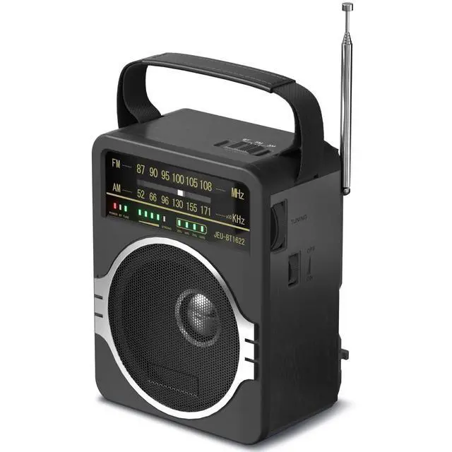 Alt view image 8 of 14 - Portable AM FM Radio, Bluetooth 5.0 Radios 5 Watts Loud Speaker,FM Radio Built-in Rechargeable Battery/DC D*4 Cell Battery Operated & AC Power Plug in Wall Black