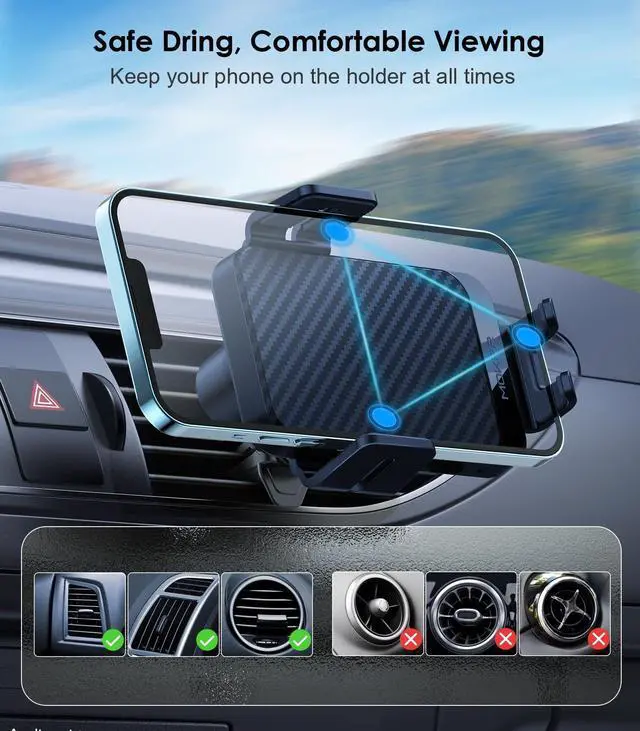 Alt view image 12 of 14 - Wireless Car Charger, 15W Fast Charging Auto-Clamping Car Charger Phone Mount Air Vent Cell Phone Holder for iPhone 16/15/14/13/13 Pro/12 pro/12/11, for Samsung Galaxy S23/S22/S21/S20, etc