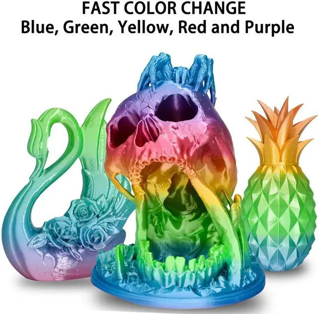 Alt view image 9 of 14 - Silk PLA Filament Multicolor, 3D Printer Filament Rainbow PLA Filament 1.75mm +/- 0.02mm, 3D Printing Filament 1kg/2.2lbs