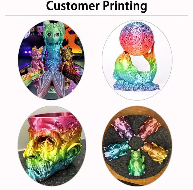 Alt view image 14 of 14 - Silk PLA Filament Multicolor, 3D Printer Filament Rainbow PLA Filament 1.75mm +/- 0.02mm, 3D Printing Filament 1kg/2.2lbs